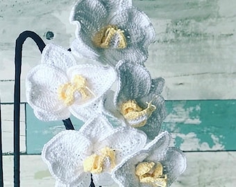 Phil Moth Orchid Crochet Flower, handmade flower, customize in your choice of colors