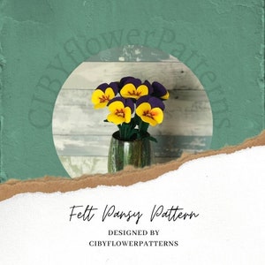 Pansy Flower Pattern, Felt, Instant Digital Pattern Download