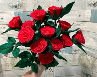Handmade Felt Rose: Everlasting Acrylic Flower Bouquet