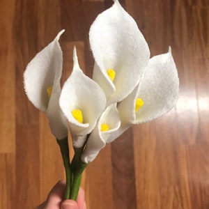 Calla Lily, Felt Flower, Lilies, Felt Calla Lily, Home Decor, handmade, Anniversary, Spring Decor, Mothers Day gift, Valentines Day gift image 4