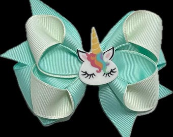 Unicorn hair bow hair clip
