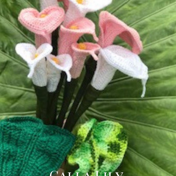 Lys calla, motif de fleurs au crochet, fait main, téléchargement numérique instantané, lys calla, Pâques, Saint-Valentin, cadeau de fête des mères