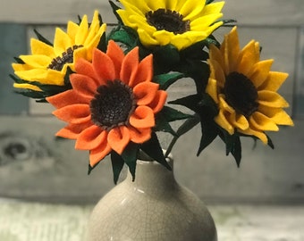 Handmade Felt Sunflower: Extra Small Faux Floral Arrangement