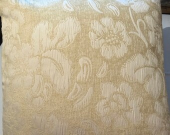 Funda de almohada de diseño acolchado verde y crema