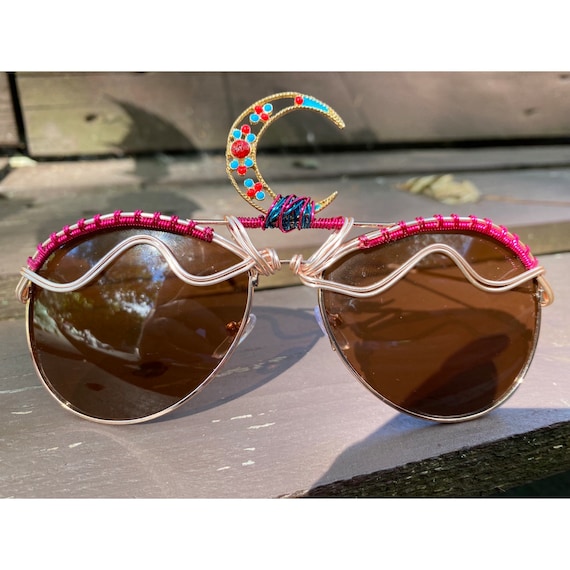Aviator hologram iridescent sunglasses gold rave goggles festival club dance Accessories | Aviator Hologram Iridescent Sunglasses Gold  main image 2