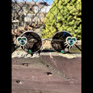 Round Rhinestone Sunglasses - Etsy display picture 1