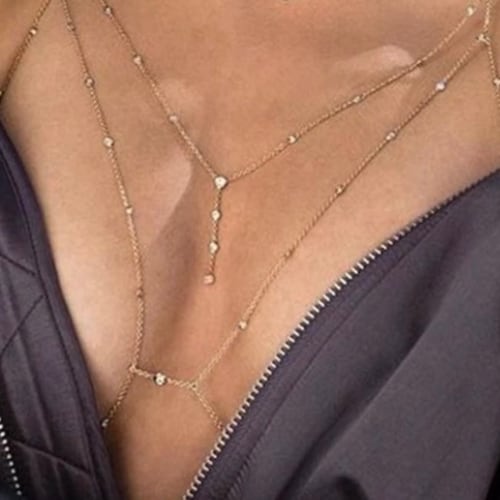 Multi Layered Body Chain Necklace Jewelry in Gold or Silver Etsy