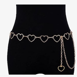 Women Waist Chain heart belt / silver/gold adjustable  pants/jeans/ bikini/ dress/ belly /goth/gothic/ accessories / adjustable up to 44”
