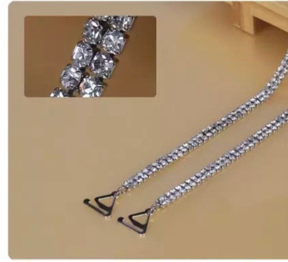 Adjustable Silver, Black, Silver/black, Blue/silver Rhinestone Bra Straps  Glamorous Shoulder Dress Replacements Prom,bridesmaids, Occasions -   Canada