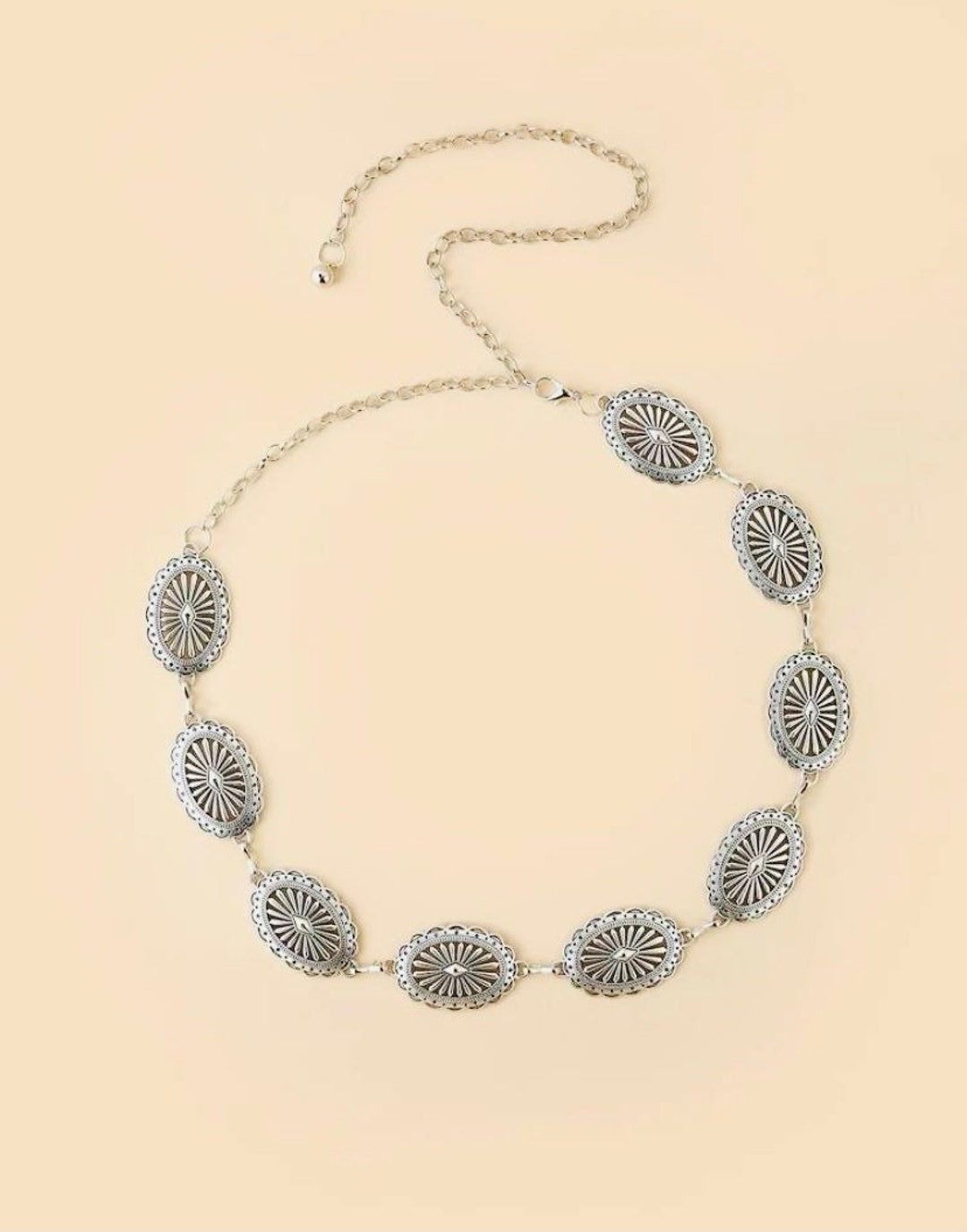 Ceinture Chaîne Triple Femme - Or Antique Avec Onyx Et Strass - Taille Unique Ajustable