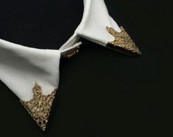 2-collar Pin / brooch / collar / silver / gold / antique color / costume/pair