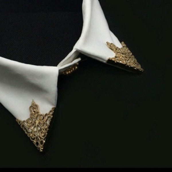 2-collar Pin / brooch / collar / silver / gold / antique color / costume/pair
