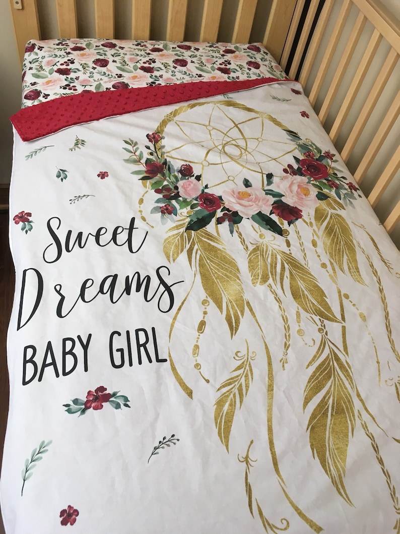 Boho Chic Dream Catcher Baby Girl Bedding in Crimson Blush Etsy