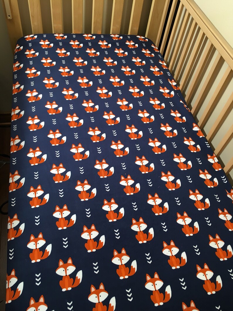 Baby Boy Fox Crib Bedding in Navy Orange and Grey With Arrows Etsy