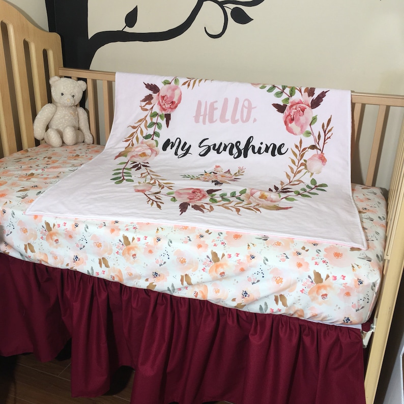 Hello My Sunshine Baby Girl Boho Chic Bedding In Blush Etsy
