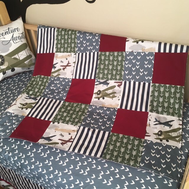 Vintage Airplane Crib Bedding Minky Blanket Crib Sheet and Etsy