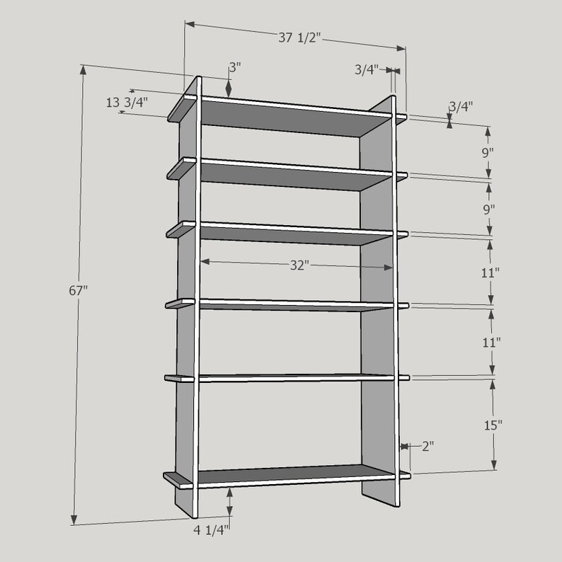 Super EZ Shelf Tall Kit Wood Bookcase Shelving Unit Wooden Etsy