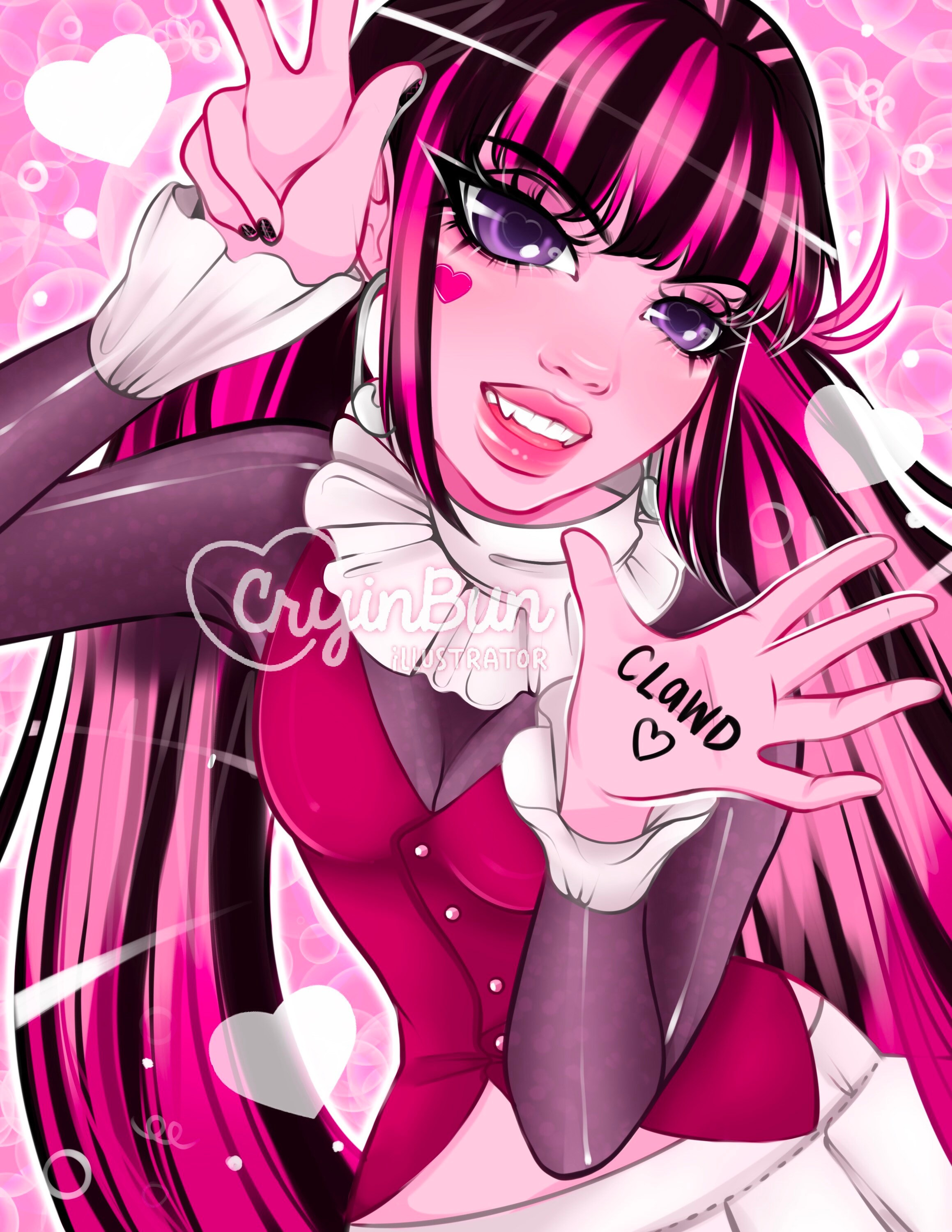 Vampire Monster Girl Kawaii Pink Aesthetic Nostalgia Goth Etsy