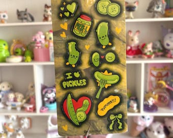Pickle Lover Sticker Blatt | Dill Gurke Salzig Salzig Charcuterie Snack Geschmack