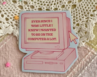 Vintage Computer Glossy Die-Cut Sticker | Y2K Nostalgia Early 2000’s 90s | Water Resistant Matte Vinyl | Soft Pastel