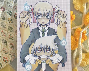 Anime Duo Kunstdruck | Seelenfresser | Waffen Meister | Shonen 2000er Jahre Nostalgische Kawaii
