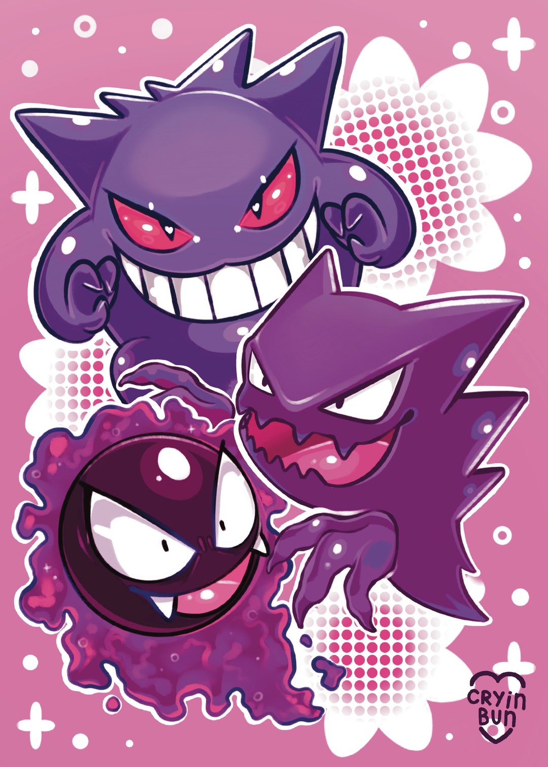 Gengar Haunter Ghastly Evolution Glossy Cardstock Anime Etsy Canada