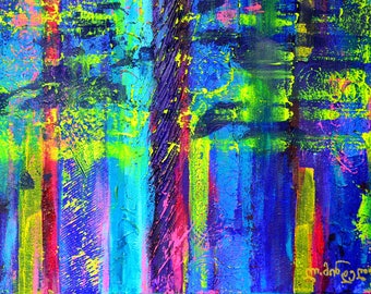 Abstract original acrylic painting made by Lana Mindeli.Polar lights.Contemporary art.ready to hang.Interior design.80-60cm.home decor.2017