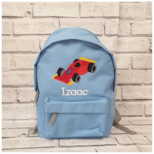 Sac à dos personnalisé pour tout-petit, sac à dos de voiture brodé, sac pour bébé, cartable, unisexe, garçon, fille, sac de voiture de course