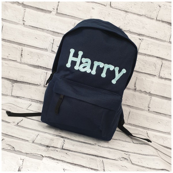 Personalised Rucksack, Embroidered School Bag, Unisex Backpack, Any Name