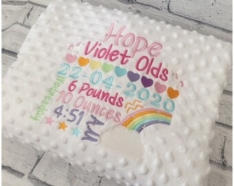 personalised rainbow baby blanket