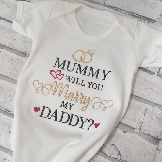 Mummy Will You Marry Daddy Baby Vest, Embroidered Wedding Proposal Vest, Wedding Proposal, Marriage Proposal