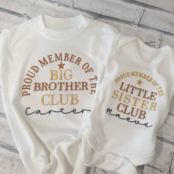 Personalised Matching Sibling Set, Sibling Matching T Shirt Set, Matching Unisex Baby Vest Set, Matching T Shirts, Big Brother T shirt