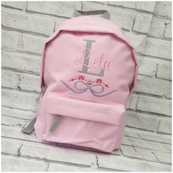 Personalised Backpack, Embroidered Toddler Rucksack,Nursey, School Bag, Unisex, Girls Flower bag, Initial Rucksack