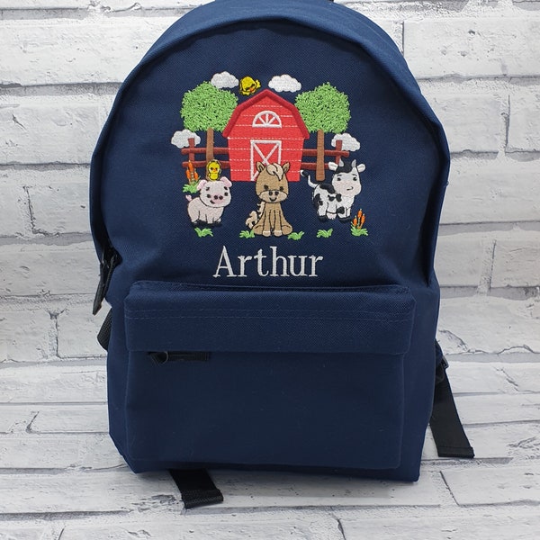 Personalised Toddler Backpack, Embroidered Farm Rucksack, HorseNursey Bag, Cow School Bag, Unisex, Boy, Girl, Farm Animal rucksack.