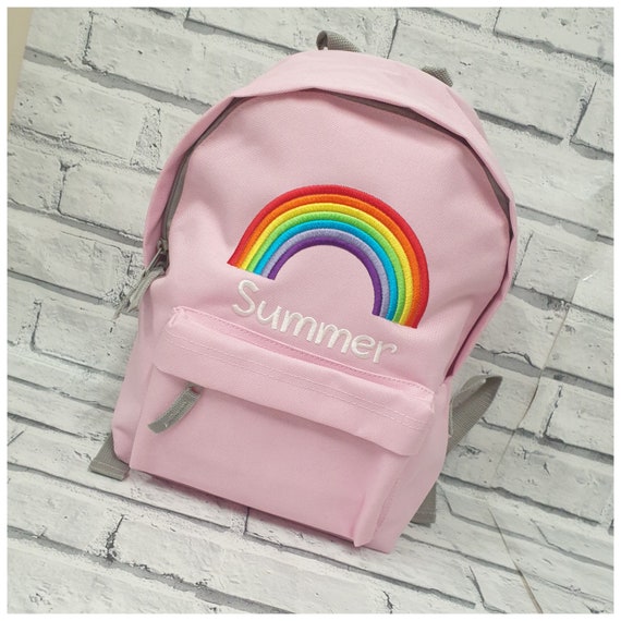 Personalised Rainbow Backpack ANY NAME Back to School Bag 