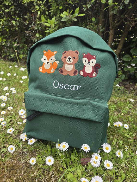 Personalised Toddler Backpack, Embroidered Woodland Animals Rucksack, Bear School Bag, Squirrel Rucksack, Fox Backpack, Animal Bag, unisex