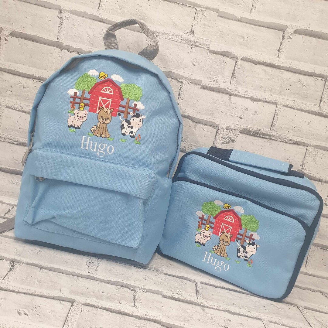 Personalised Toddler Backpack and Lunch Bag Set, Farm Animal Rucksack ...