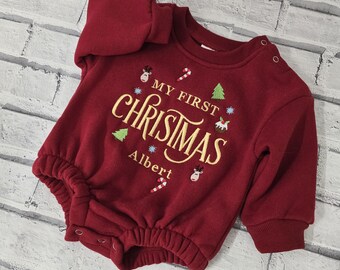 Personalised Christmas Sweatshirt, Embroidered Christmas Romper, My First Christmas Sweater, Personalised Christmas Romper, Christmas Gift