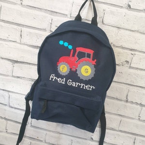 Sac à dos personnalisé pour tout-petit, sac à dos brodé pour tracteur, sac de bébé, cartable, unisexe, garçon, fille, sac à dos rouge pour tracteur