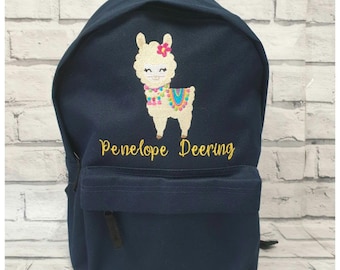 Personalised Llama Backpack, Embroidered Llama Rucksack,nursey