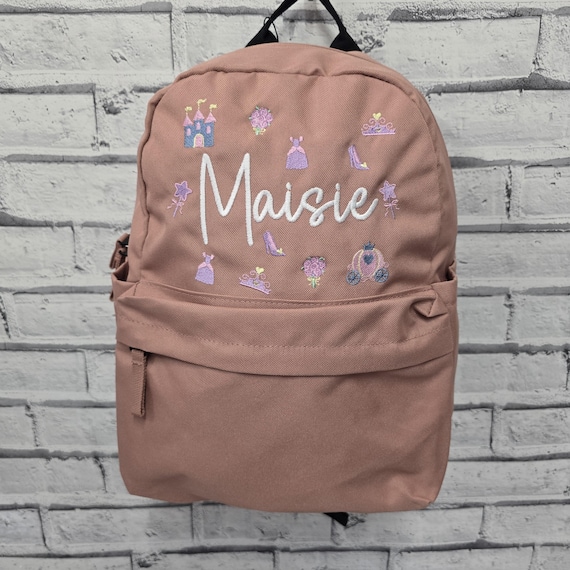 Personalised Toddler Backpack, Embroidered Princess Rucksack, Princess theme Nursey Bag, Girl School Bag, Pink Nursery Rucksack