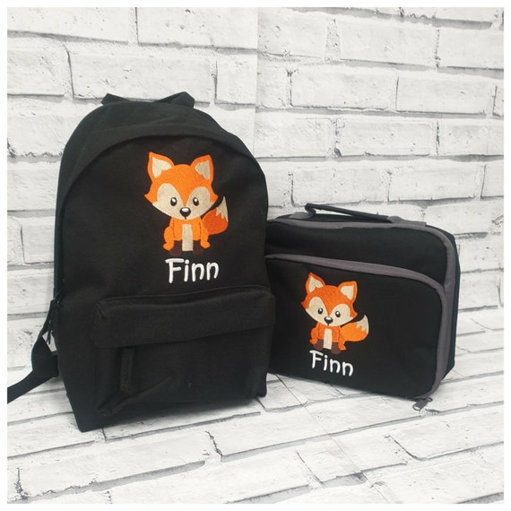 Personalised Toddler Backpack and Lunch Bag Set, Rucksack, Lunch Box, Cooler Bag, Fox Design, Nursery Bag, School Bag