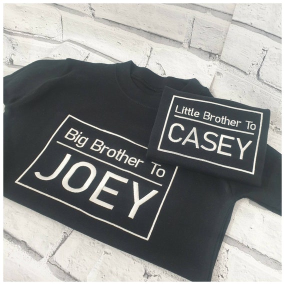 Personalised Sibling T shirt Set, Embroidered Big Brother Little Brother T shirt Set, Embroidered Sibling Set