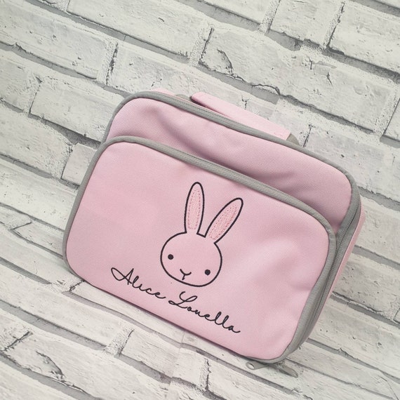 Personalised Bunny Rabbit LunchBox, School Lunch Bag, Toddler LunchBox,