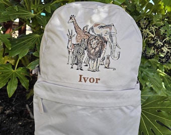Personalized Safari Embroidered Toddler Backpack: Jungle Animals
