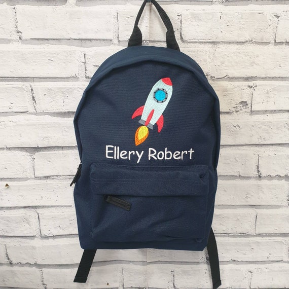 Personalised Toddler Backpack, Embroidered Rocket Rucksack, Nursey Bag, Space Theme School Bag, Unisex, Boy, Girl, Rocket Rucksack