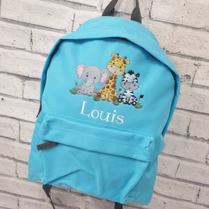 Sac à dos personnalisé pour tout-petit, sac à dos éléphant brodé, sac à dos girafe, cartable zèbre, unisexe, garçon, fille, sac à dos animal de safari.