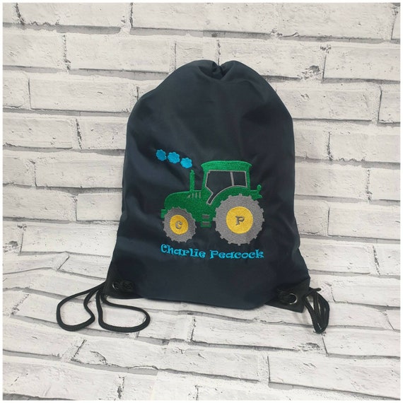 Personalised Tractor PE Bag, Embroidered Swimming Bag, Gym Sac, Football Bag