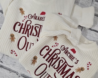 Personalised Christmas Jumper, Embroidered Oversized Christmas Knitted jumper, Embroidered Christmas Sweater, Christmas Baby Outfit