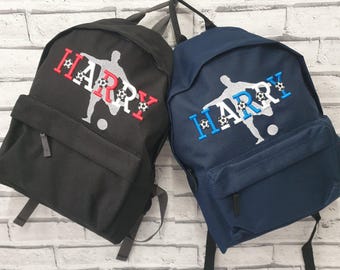 Personalisierter Kleinkind-Rucksack, bestickter Fußball-Rucksack, Reisetasche, individueller Fußball-Rucksack, personalisierter Kindergarten-Rucksack